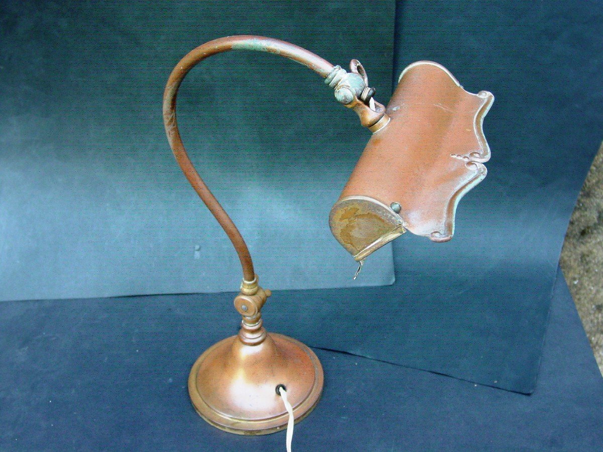 Lampe De Bureau Ancienne Type Monix Patine Originelle-photo-5