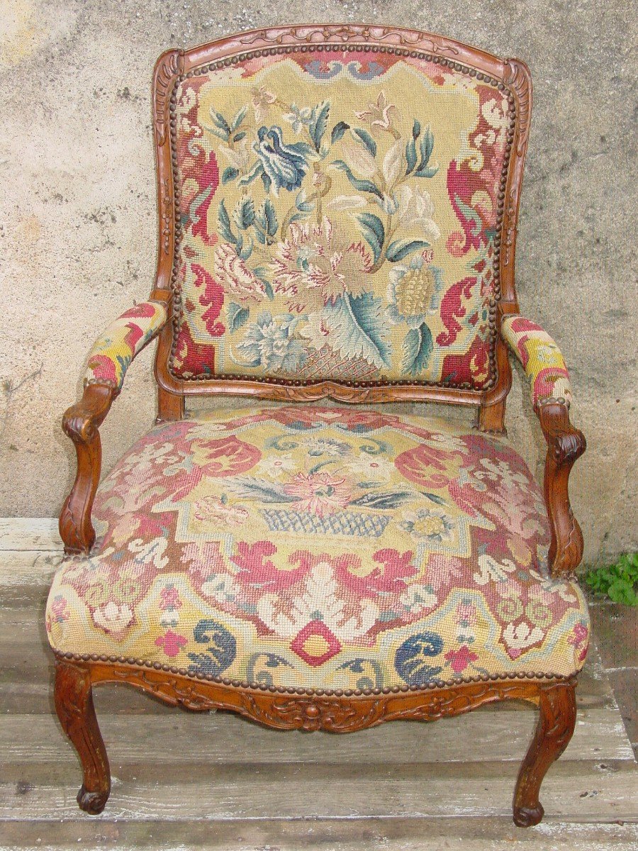 Large Fauteuil Régence A La Reine Du 18ème Siècle -photo-8