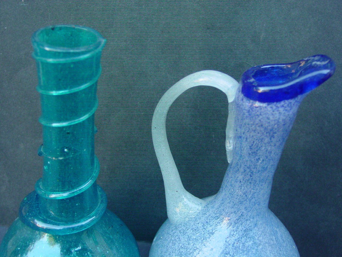 3 Vases In Antique Style Glass Pate-photo-1