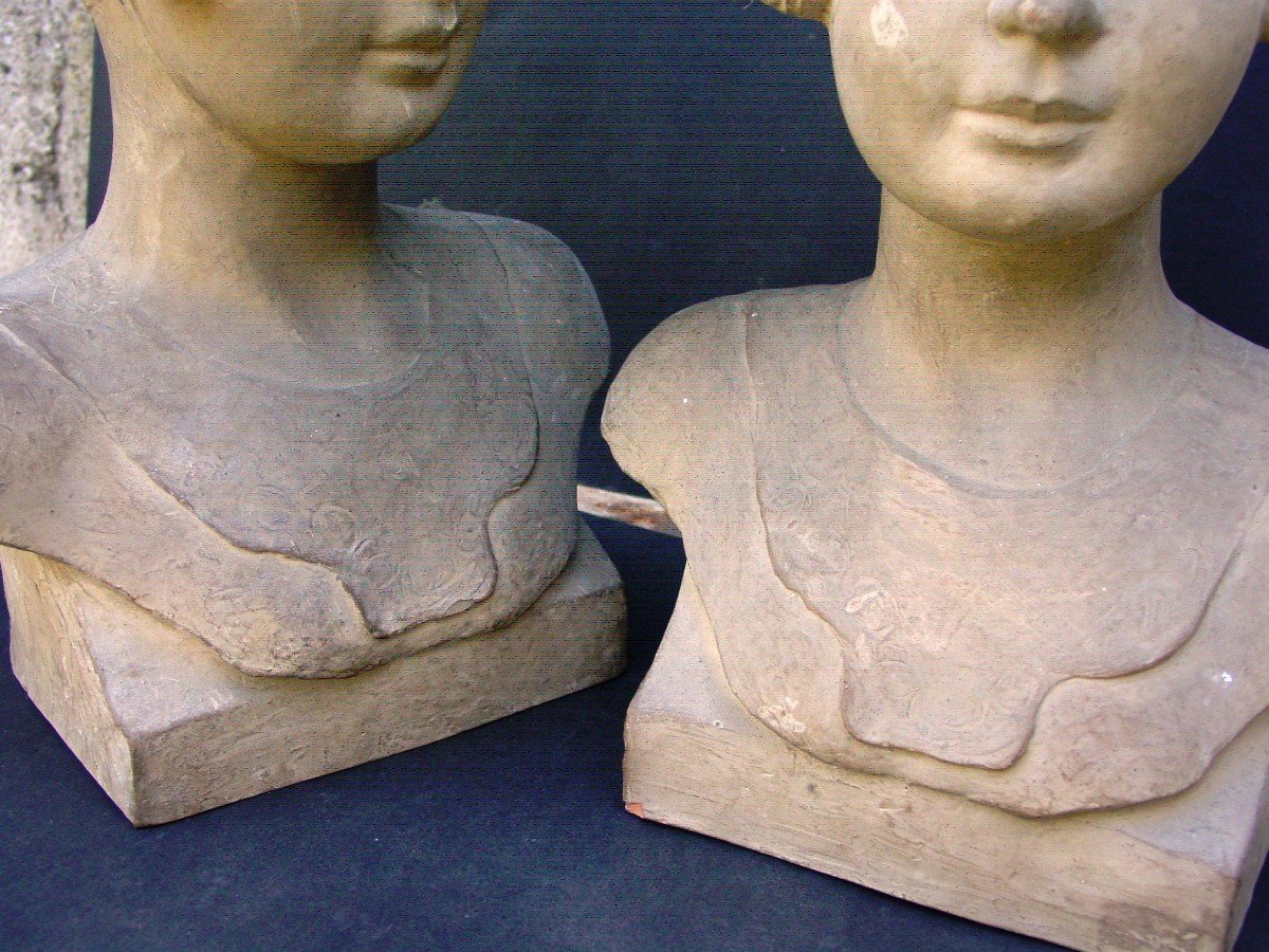 The Twins 2 Busts Of A Girl By Jean Victor Badin (1872-1949)-photo-3