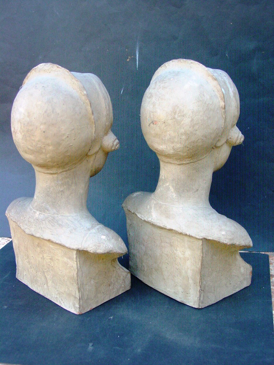 The Twins 2 Busts Of A Girl By Jean Victor Badin (1872-1949)-photo-4