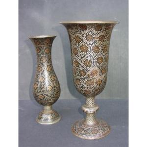 Deux Vases En Bidri  Iran Ou Inde