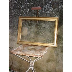 Golden Wood Baguette Frame And Lamp, Circa 1950 In Good Condition 66.2 X 43.2 Cm. (useful Dimensions)