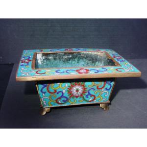 China Small 19th Cloisonne & Golden Qing Planter