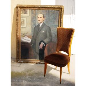 Grand Portrait d'Intellectuel Ou Artiste 1922 Par Yvonne Thivet