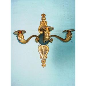 Empire Style Wall Lamp 1925 Gilt Bronze (l.35 Cm.)