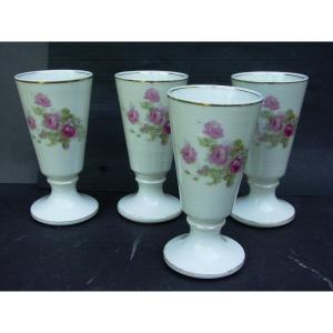 4 Mazagrans Du Berry Porcelain By Mehun Sur Yevre Around 1900