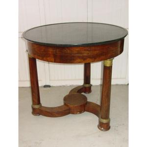 Empire Mahogany & Black Living Room Pedestal Table From Belgium