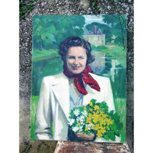 Madeleine Massonneau (1901-1989) Portrait Oil / Canvas