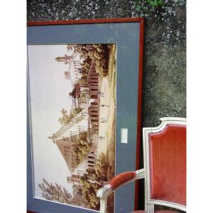 "the Roller Coaster At The Beaujon Garden" Offset Print Circa 1975 Well Framed Paris