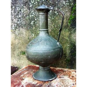 Large Ottoman Copper Ewer, Mediterranean Basin, Middle East Syria Etc...