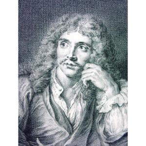 Portrait 18th Molière Of Ap. Coypel By Lepicie