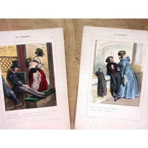 2 Lithographs P. Gavarni “carnival”