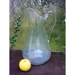 Large Glass Cider Pitcher 19th Century