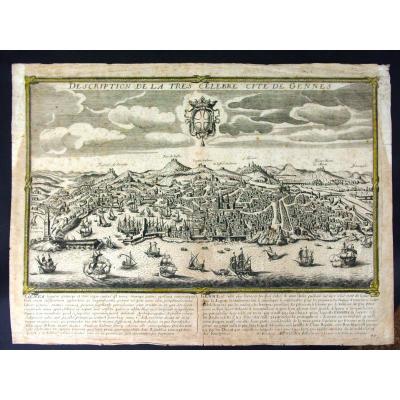 "Gênes" "Gennes" "Genova" Vers 1670-80  Vue panoramique par Gérard Jollain