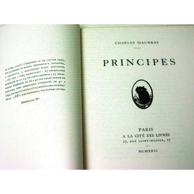 Edition Originale "Principes" Charles Maurras 1931