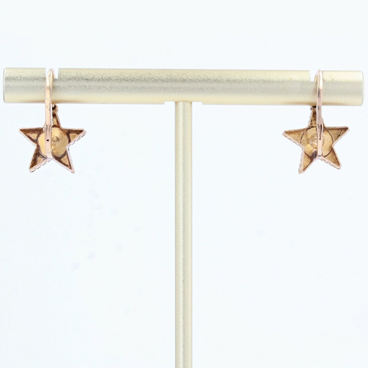 Antique Star Earrings Rose Gold Pearls-photo-4
