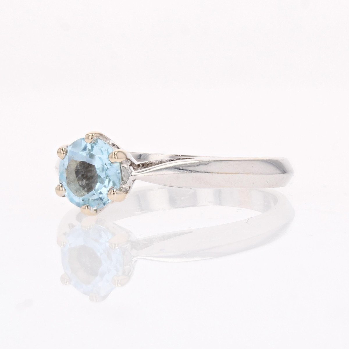 Bague Aigue-marine Or Blanc En Solitaire-photo-5