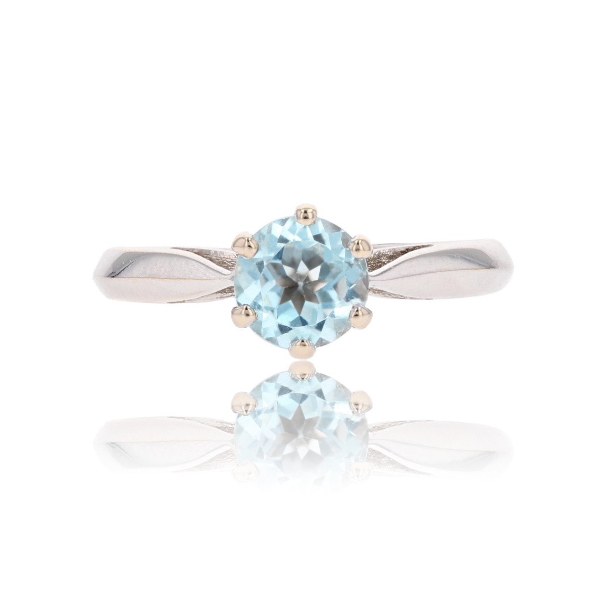 Bague Aigue-marine Or Blanc En Solitaire