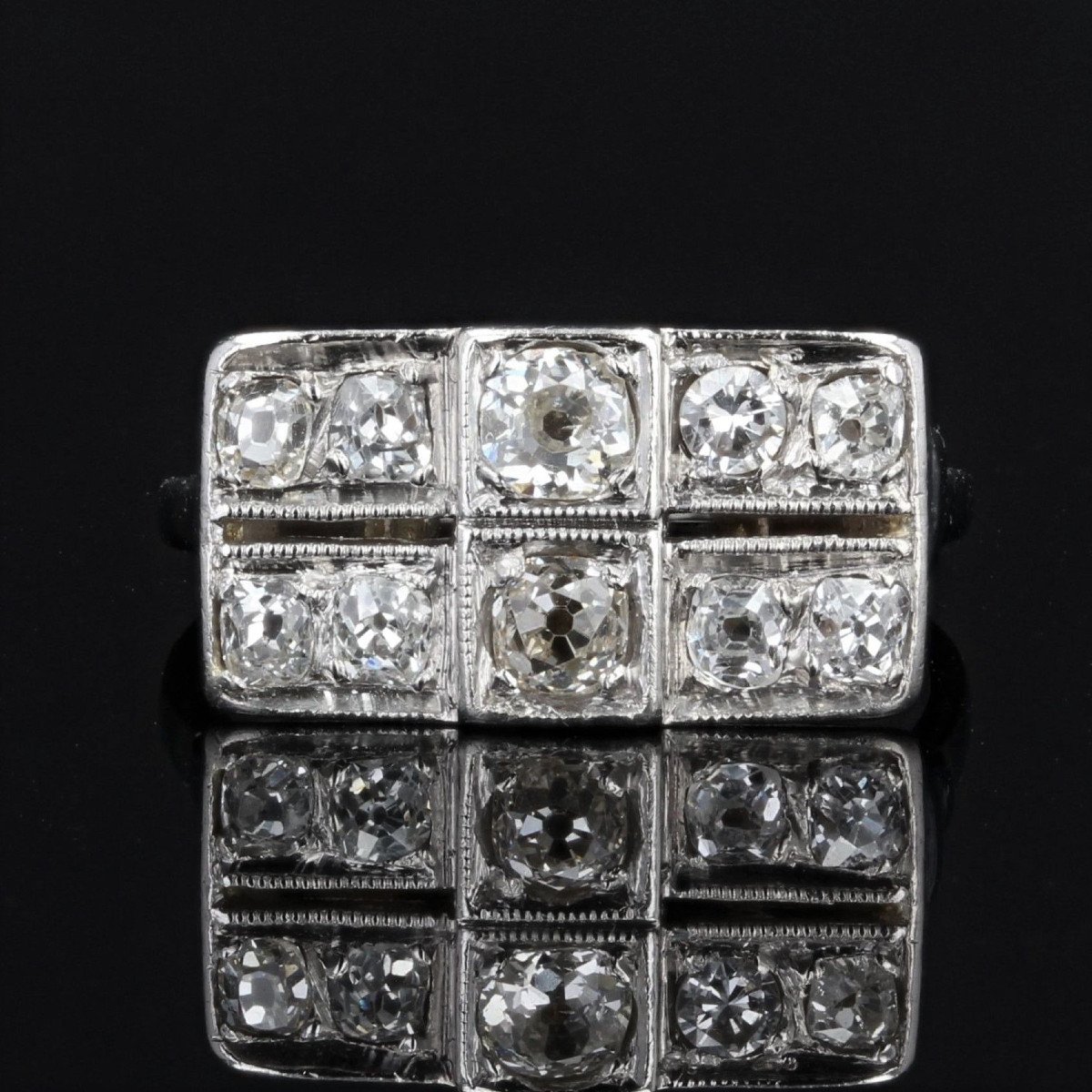 Art Deco Rectangular Diamond Ring-photo-3