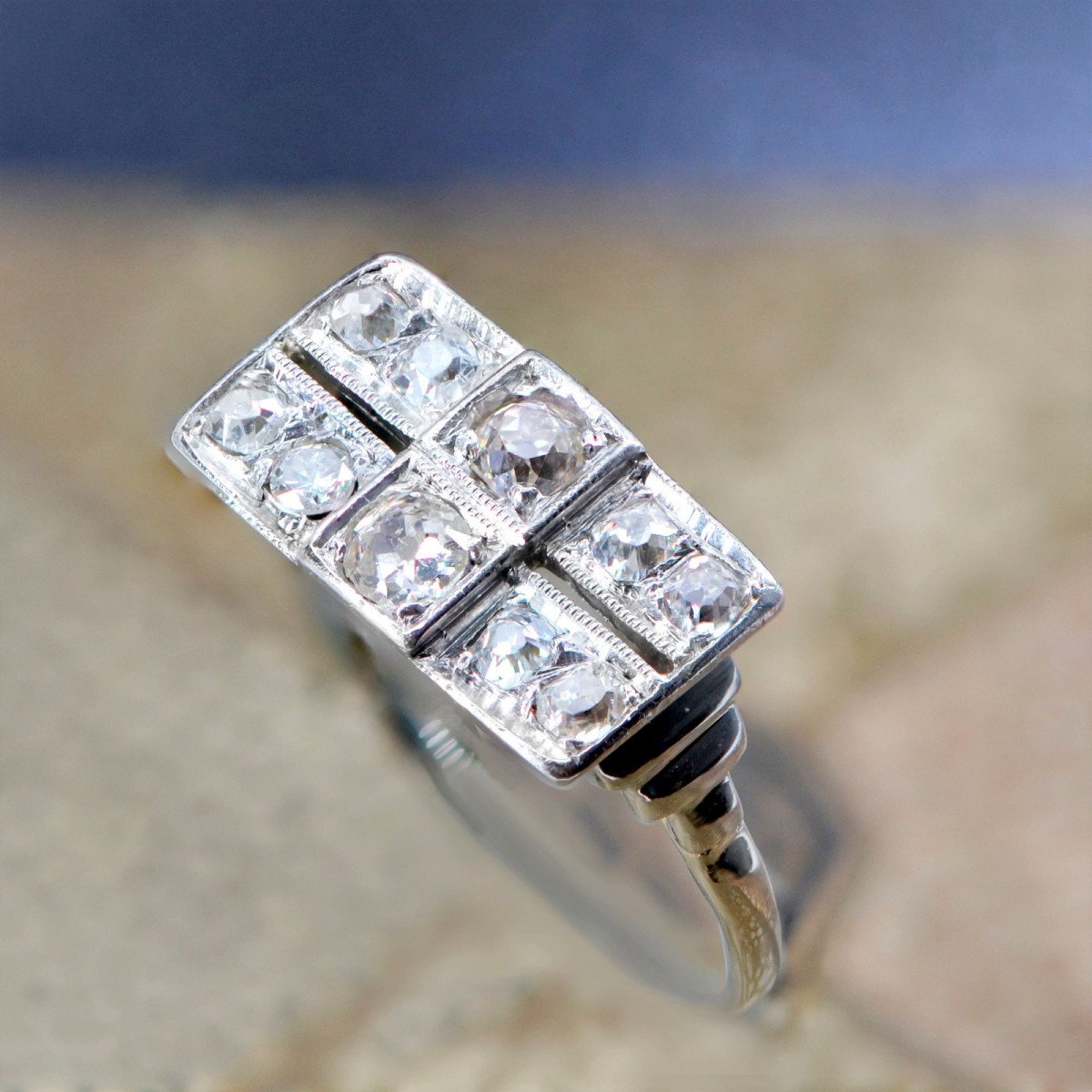 Art Deco Rectangular Diamond Ring-photo-4