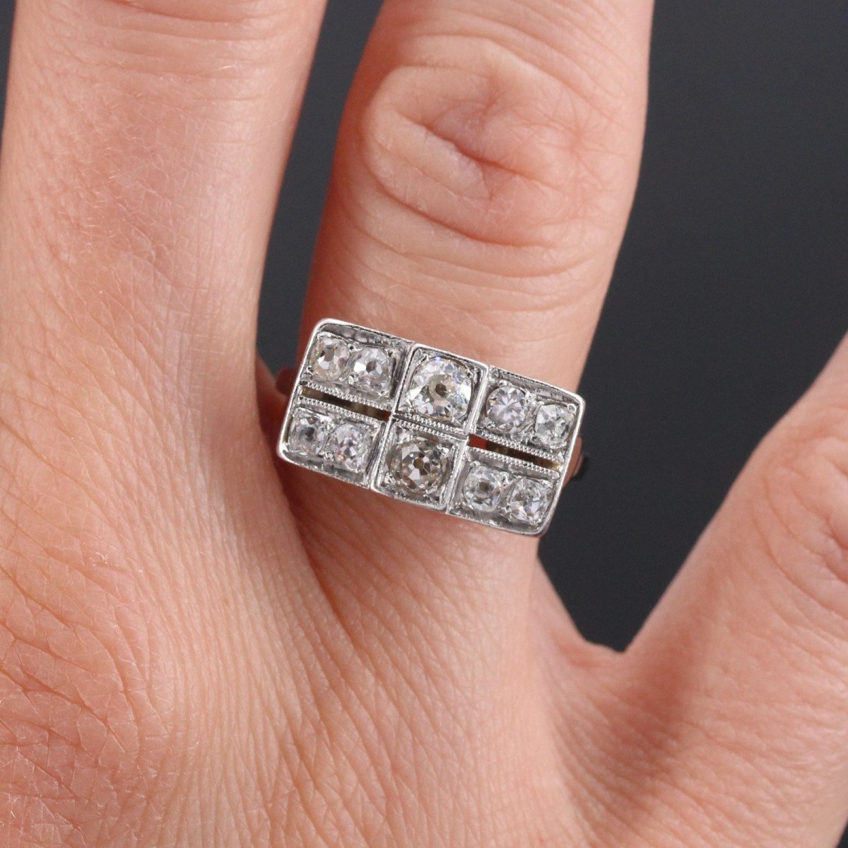 Art Deco Rectangular Diamond Ring-photo-4