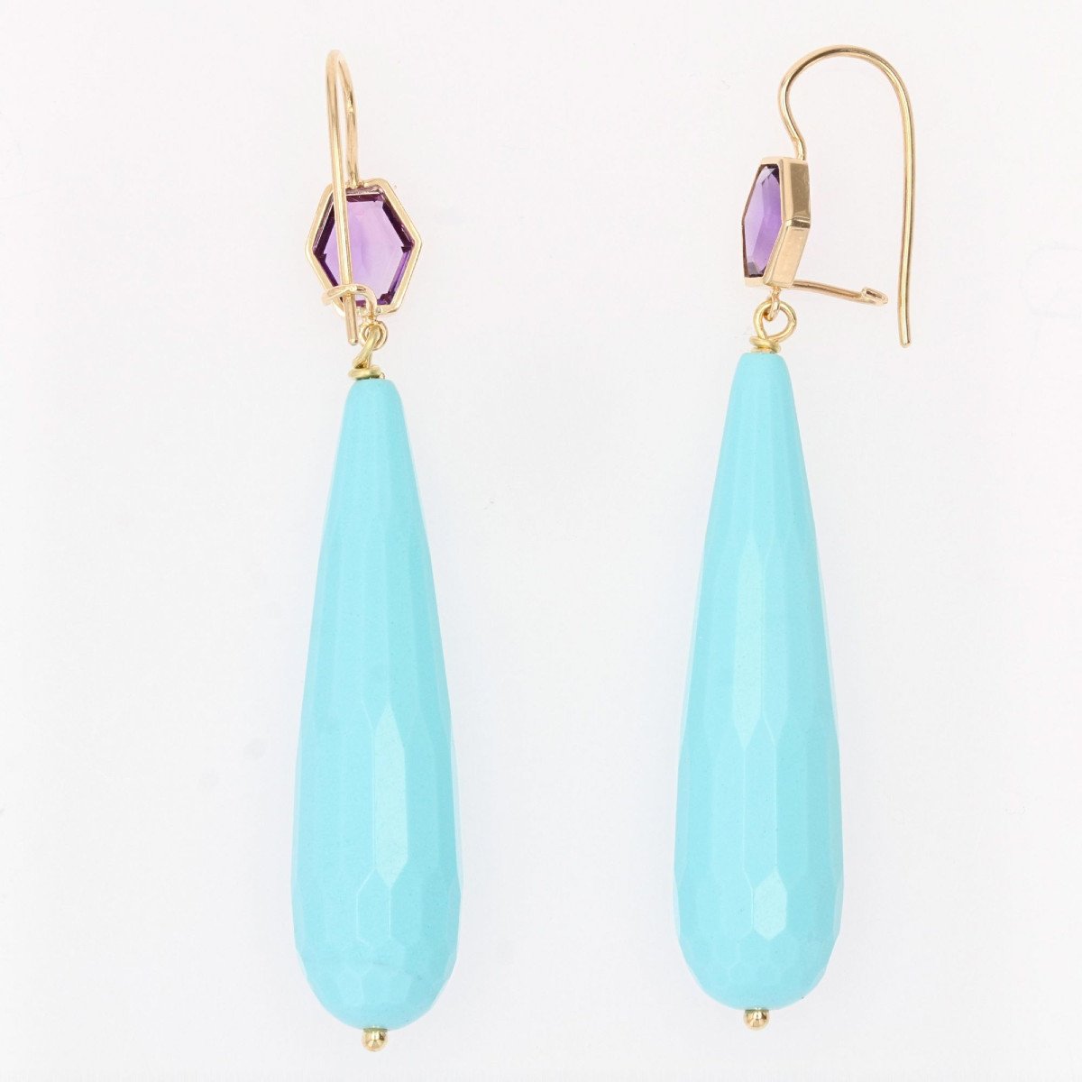 Amethyst And Turquoise Dangling Earrings-photo-1