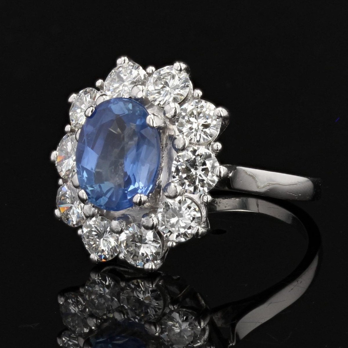 Antique Sapphire Diamond Daisy Ring-photo-3