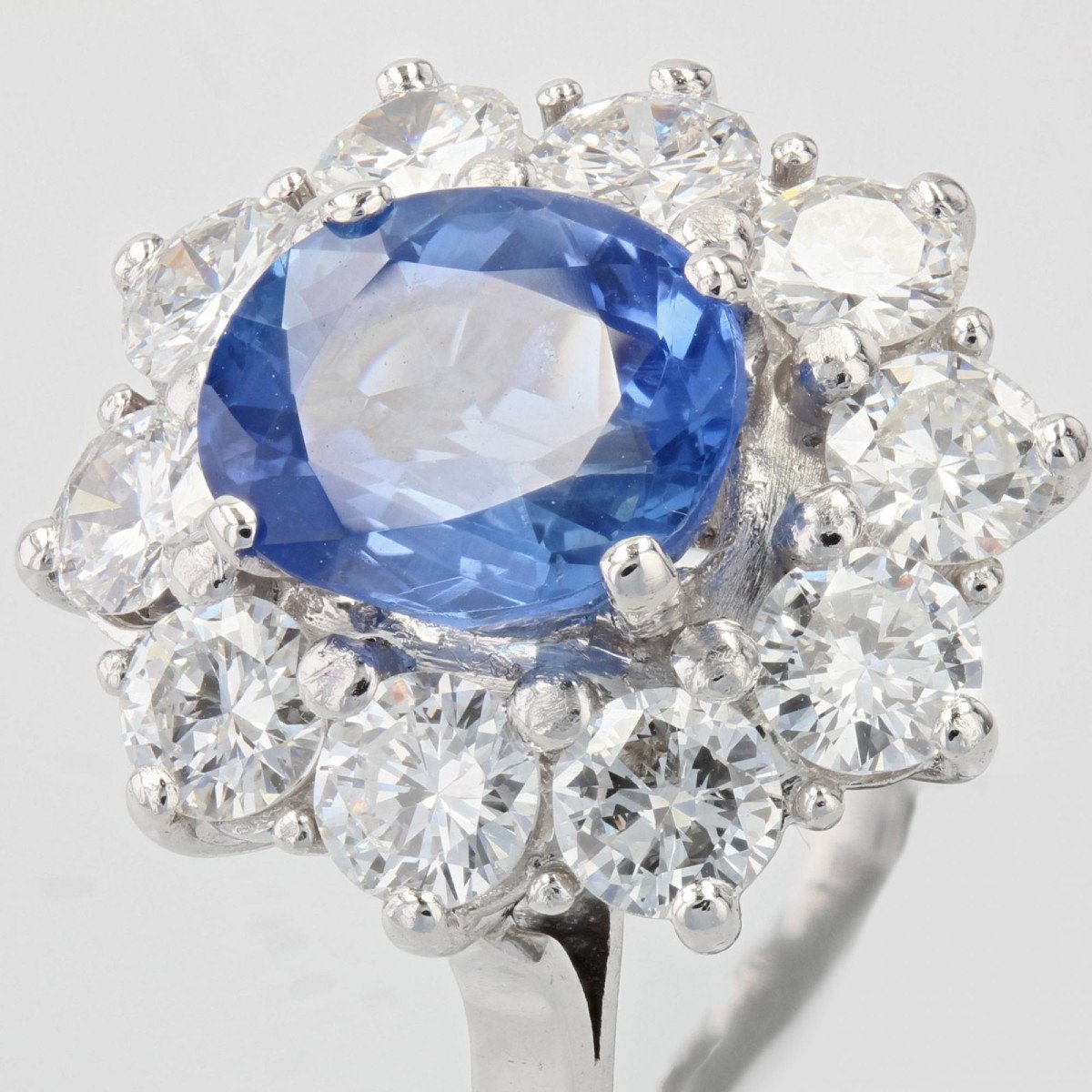 Antique Sapphire Diamond Daisy Ring-photo-4