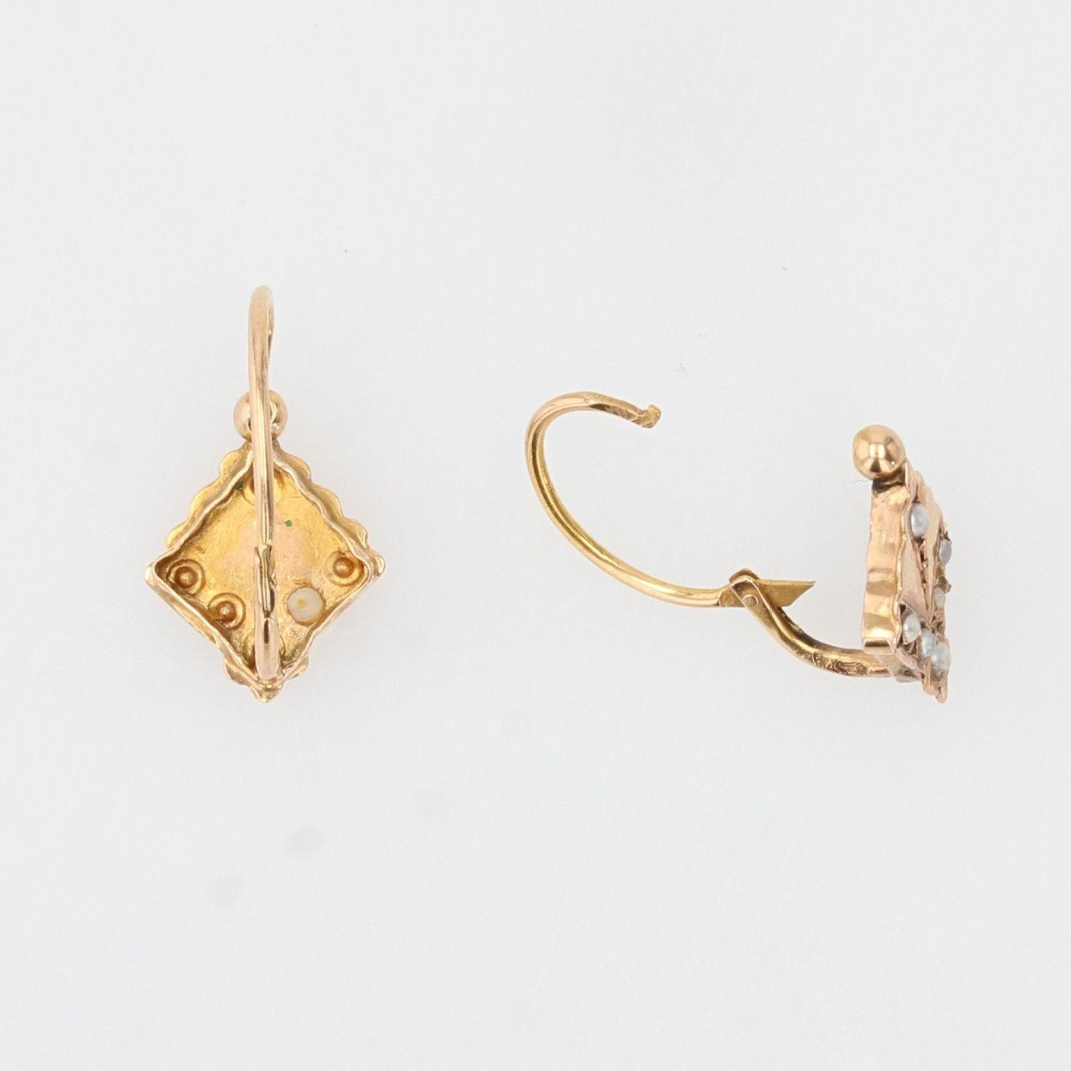 Boucles d'Oreilles Anciennes Dormeuses Perles Fines-photo-1