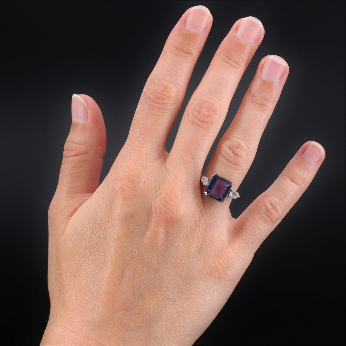 Bague Tanzanite Naturelle Certifiée Acoompagnée De Ses Diamants-photo-2