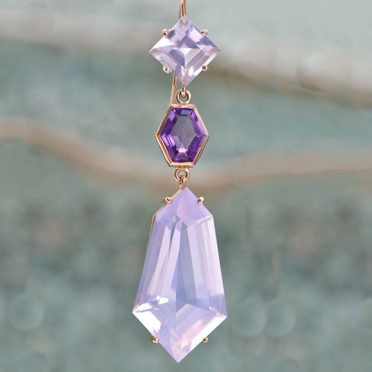 Rose Quartz And Amethyst Earrings-photo-3