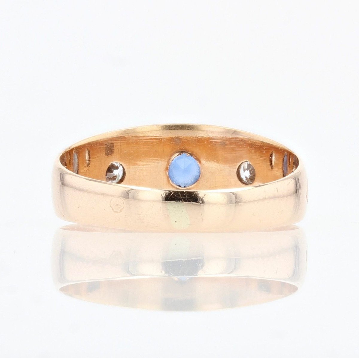 Rose Gold Sapphire Diamonds Ring-photo-2