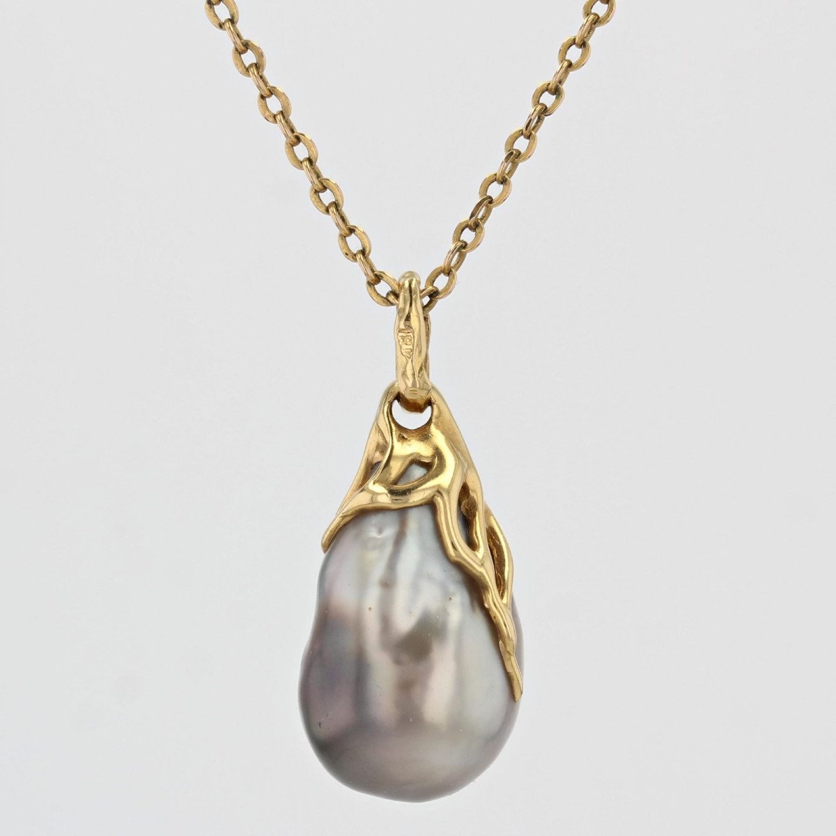 Baroque Gray Pearl And Gold Pendant-photo-5