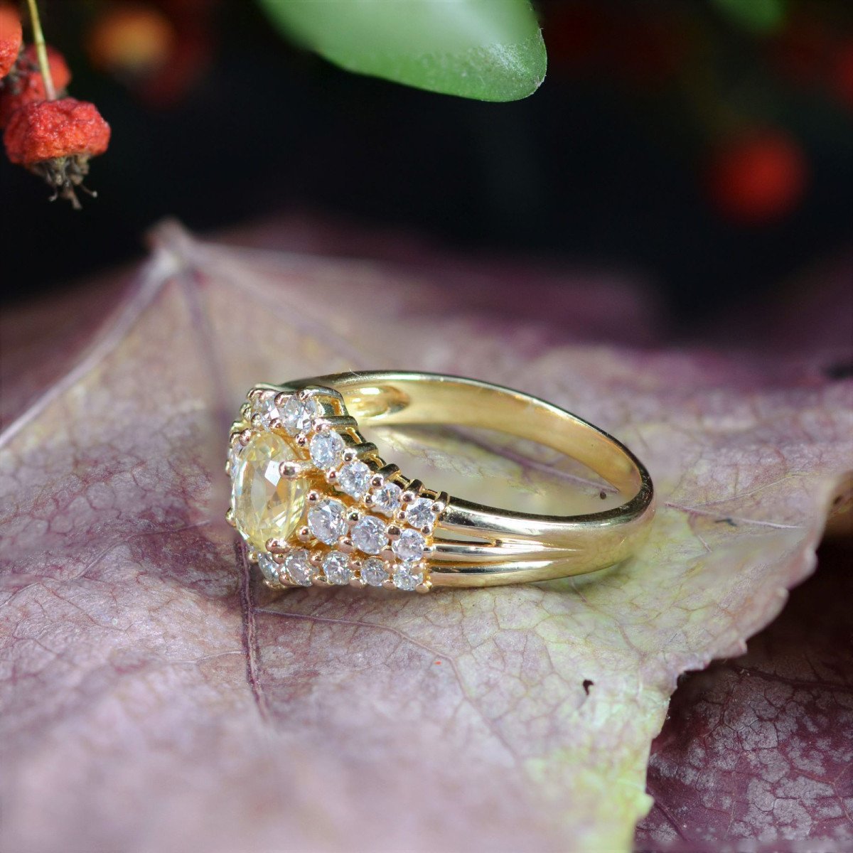 Yellow Sapphire And Diamonds Ring Yellow Gold-photo-1