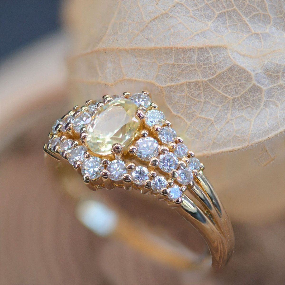 Yellow Sapphire And Diamonds Ring Yellow Gold-photo-4