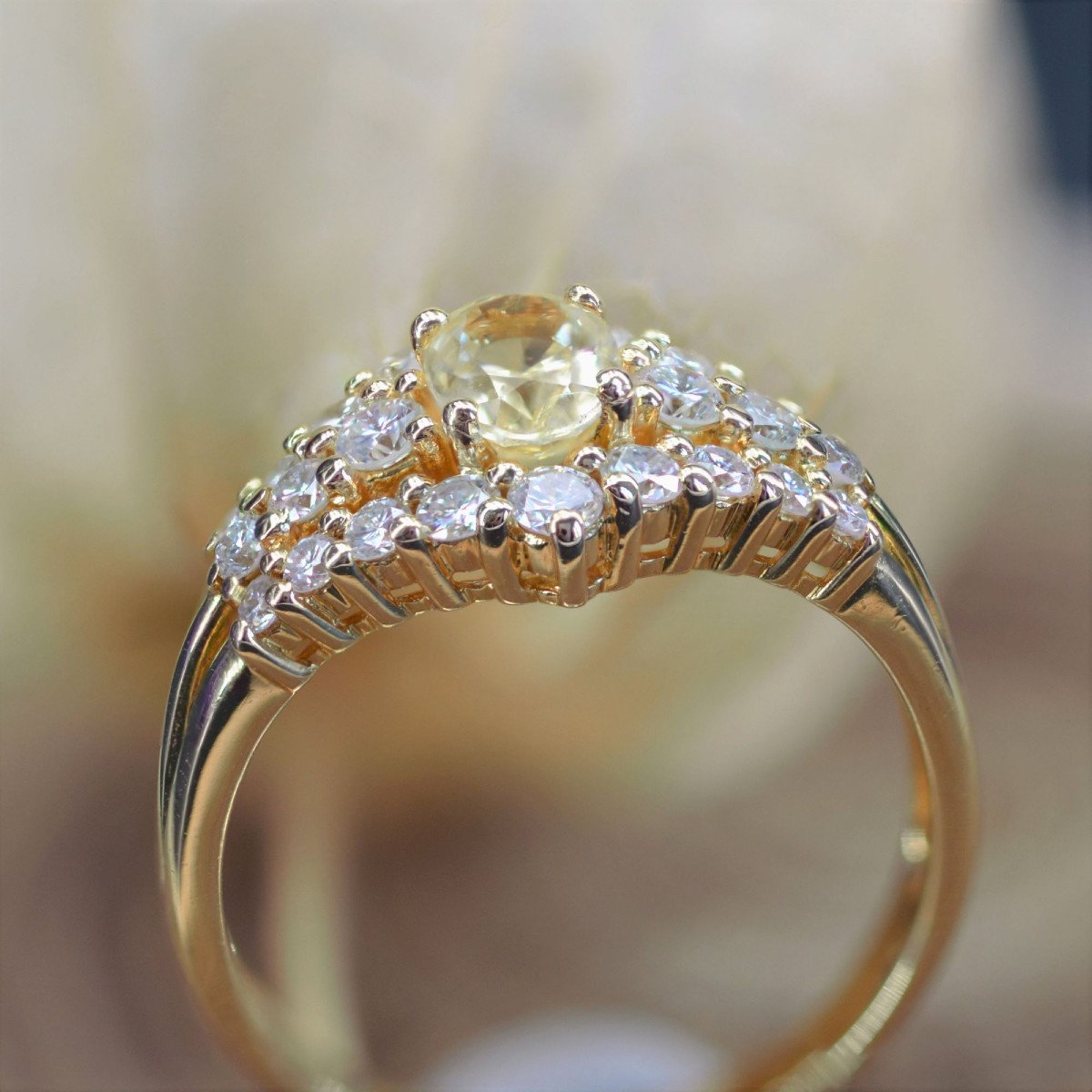 Yellow Sapphire And Diamonds Ring Yellow Gold-photo-6