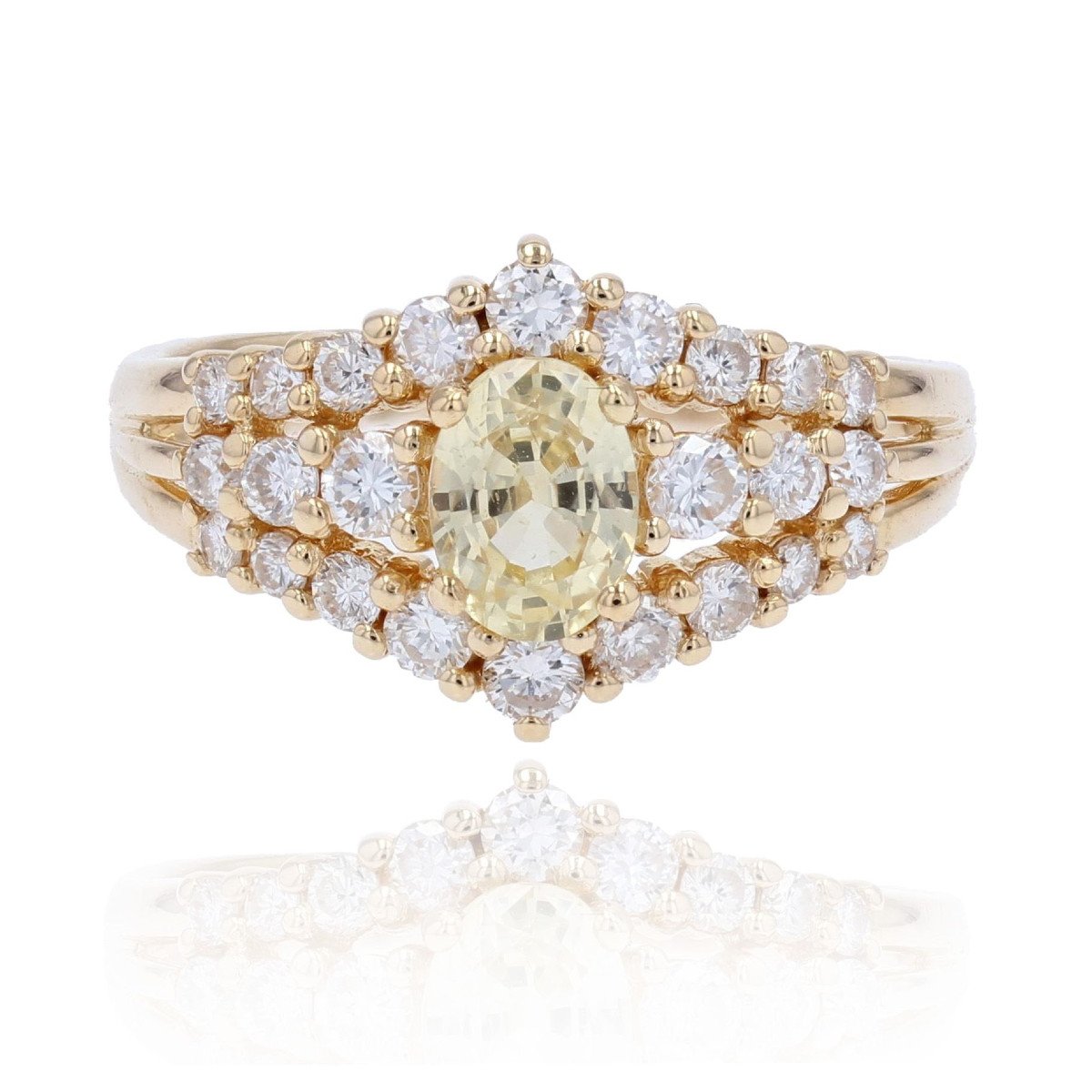 Yellow Sapphire And Diamonds Ring Yellow Gold