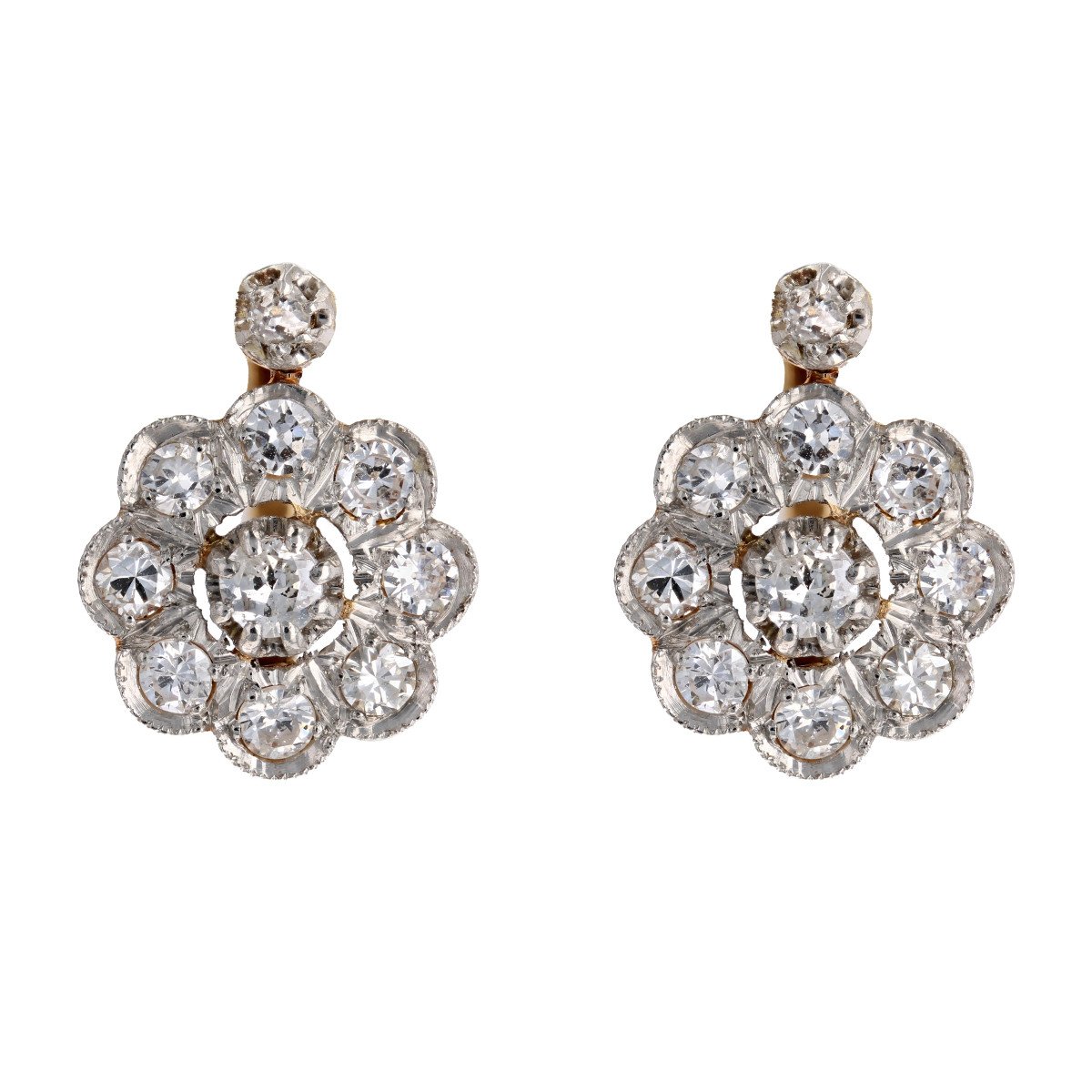 Antique Diamond Flower Earrings