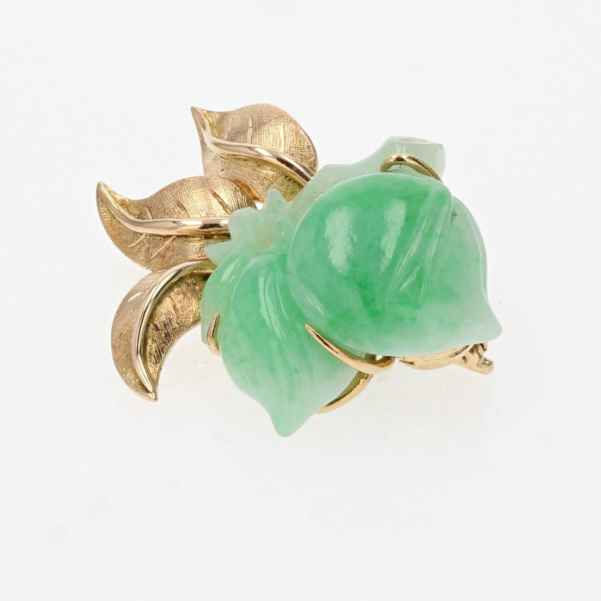 Broche Vintage Jade Et Or-photo-6