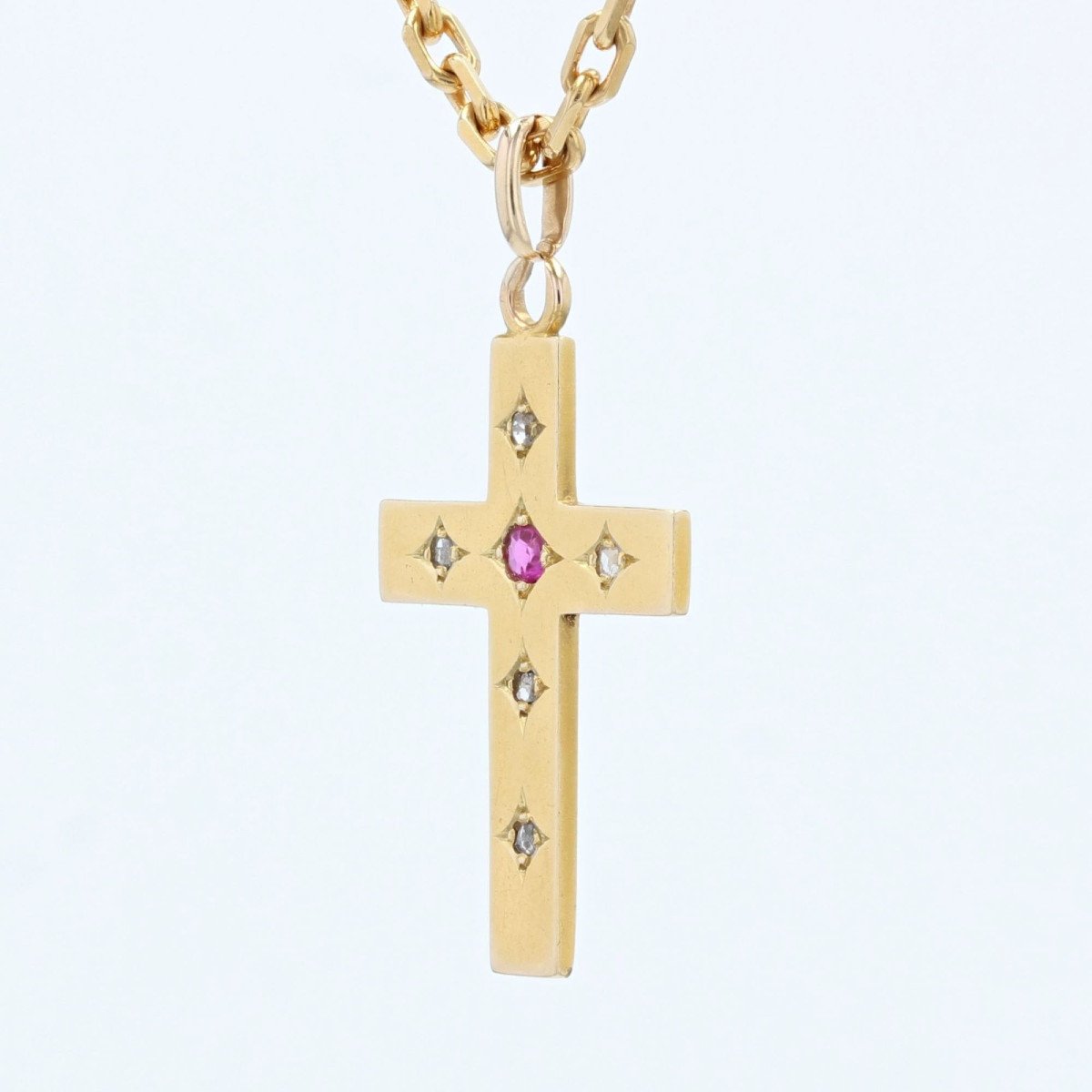 Antique Diamond And Ruby Cross-photo-1