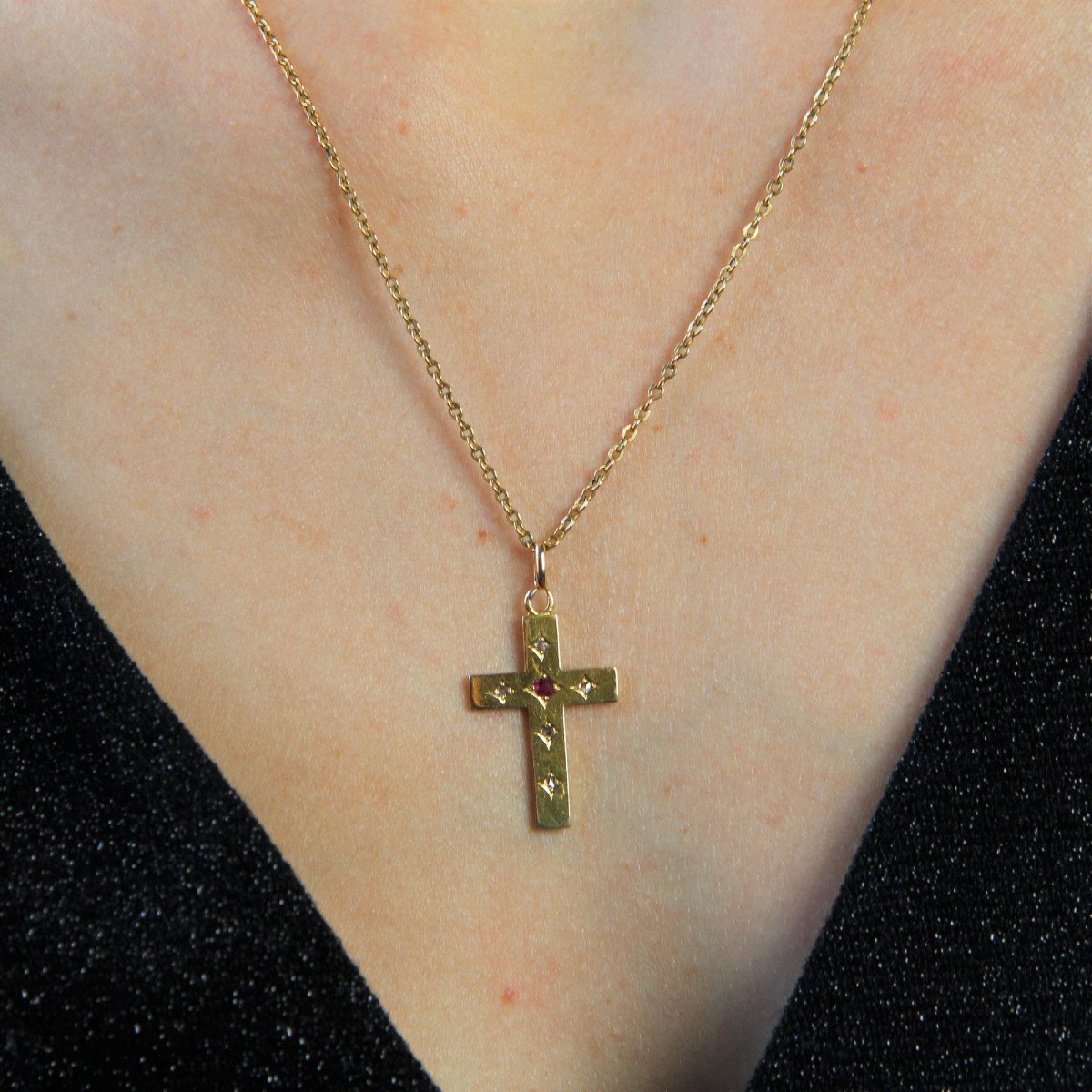 Antique Diamond And Ruby Cross-photo-4