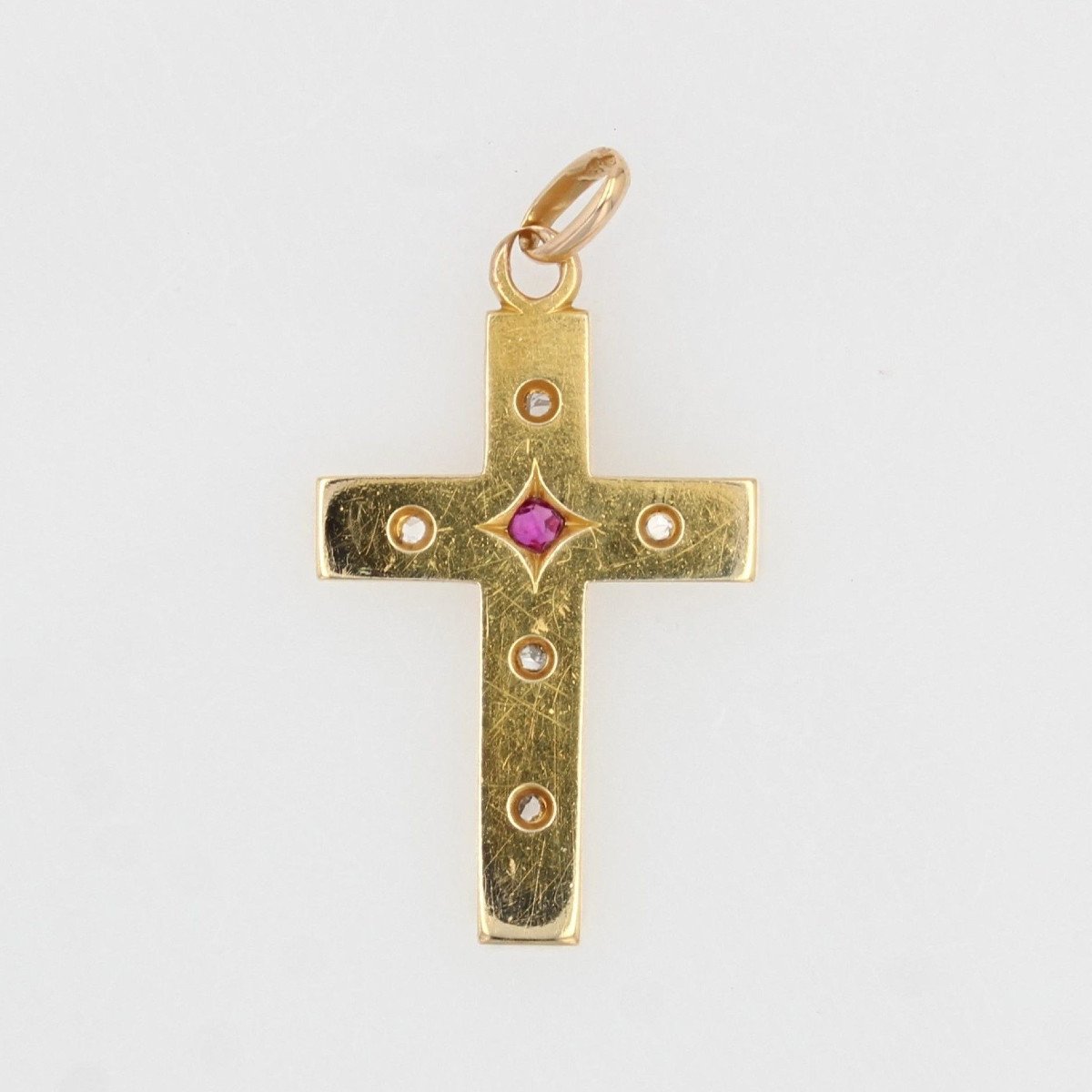 Antique Diamond And Ruby Cross-photo-5