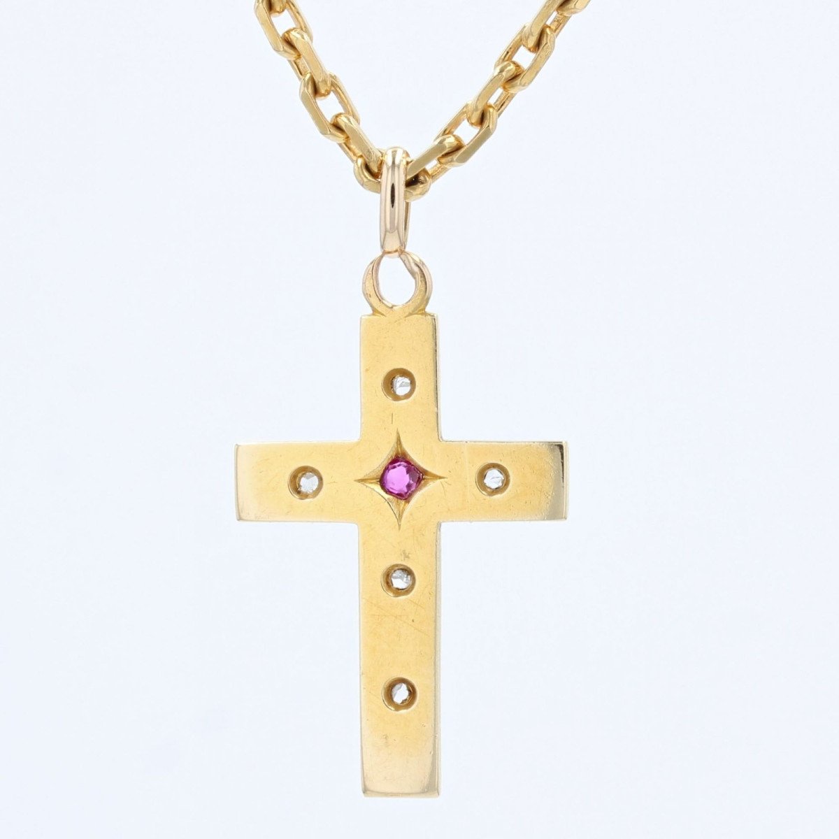 Antique Diamond And Ruby Cross-photo-6