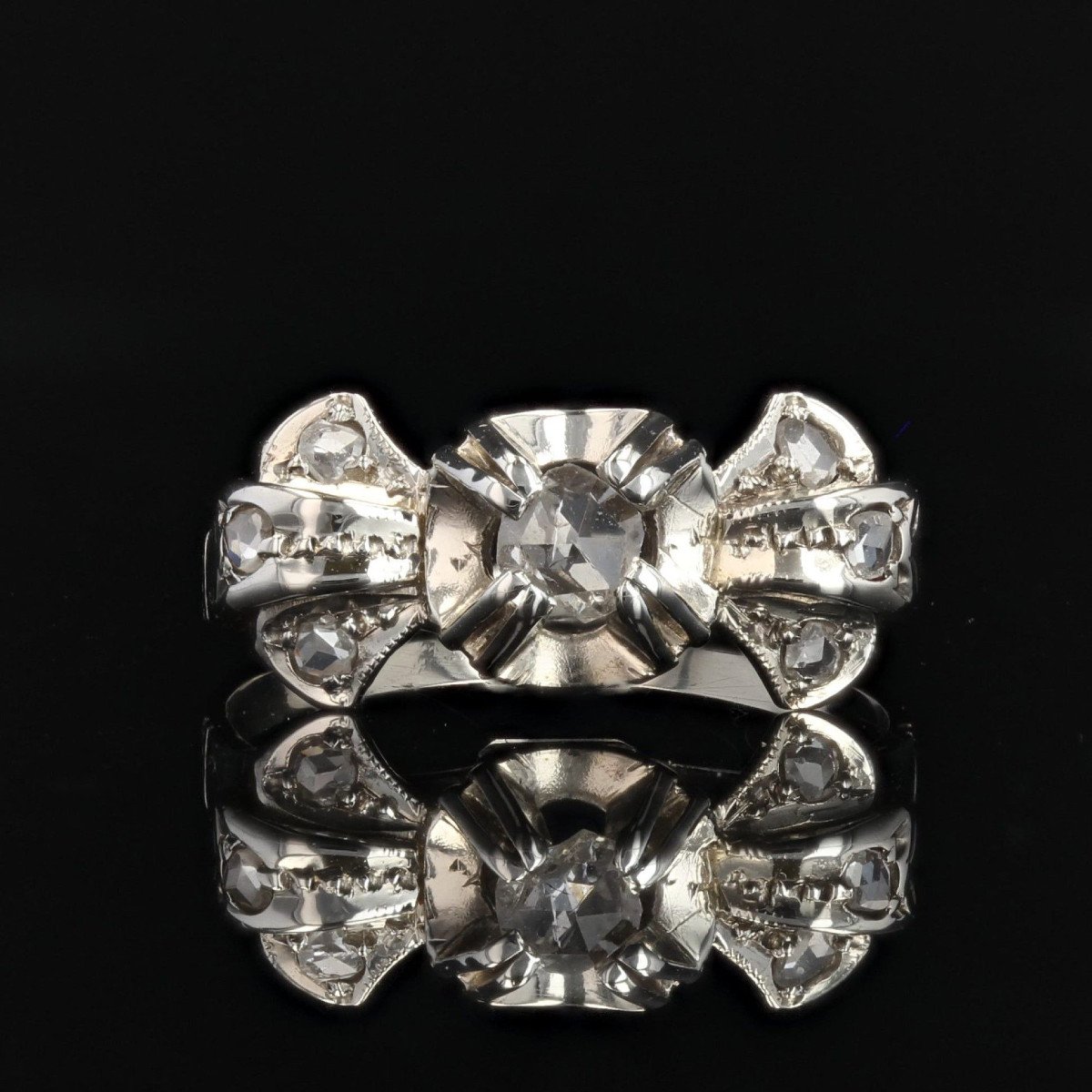 Art Deco Diamond Knot Ring-photo-3