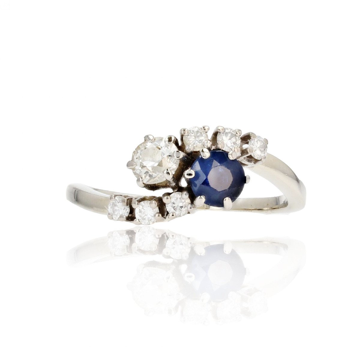 Ring Toi Et Moi White Gold Sapphire Diamonds