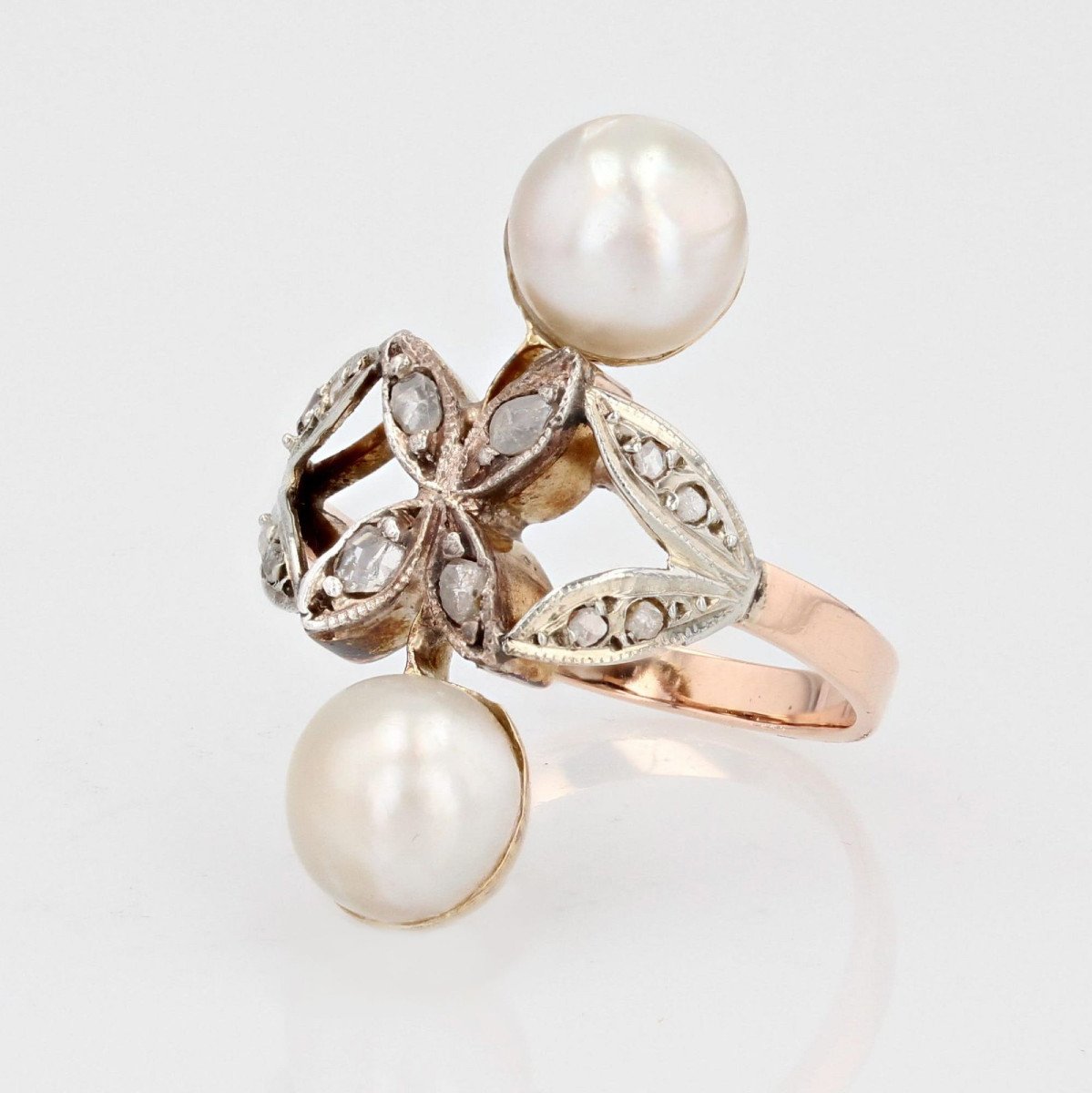 Old Pearl And Diamond Duo Ring-photo-2