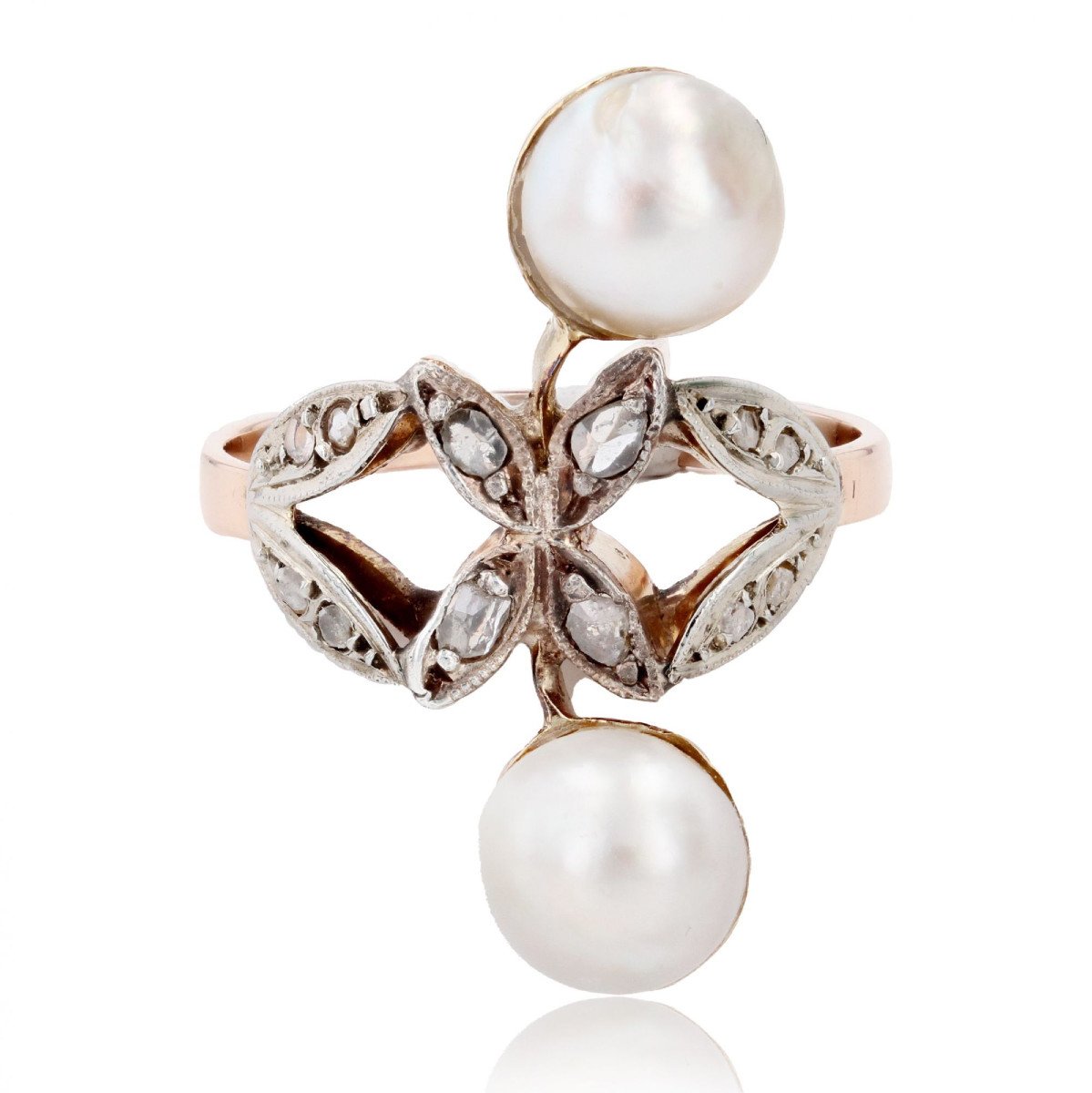 Old Pearl And Diamond Duo Ring