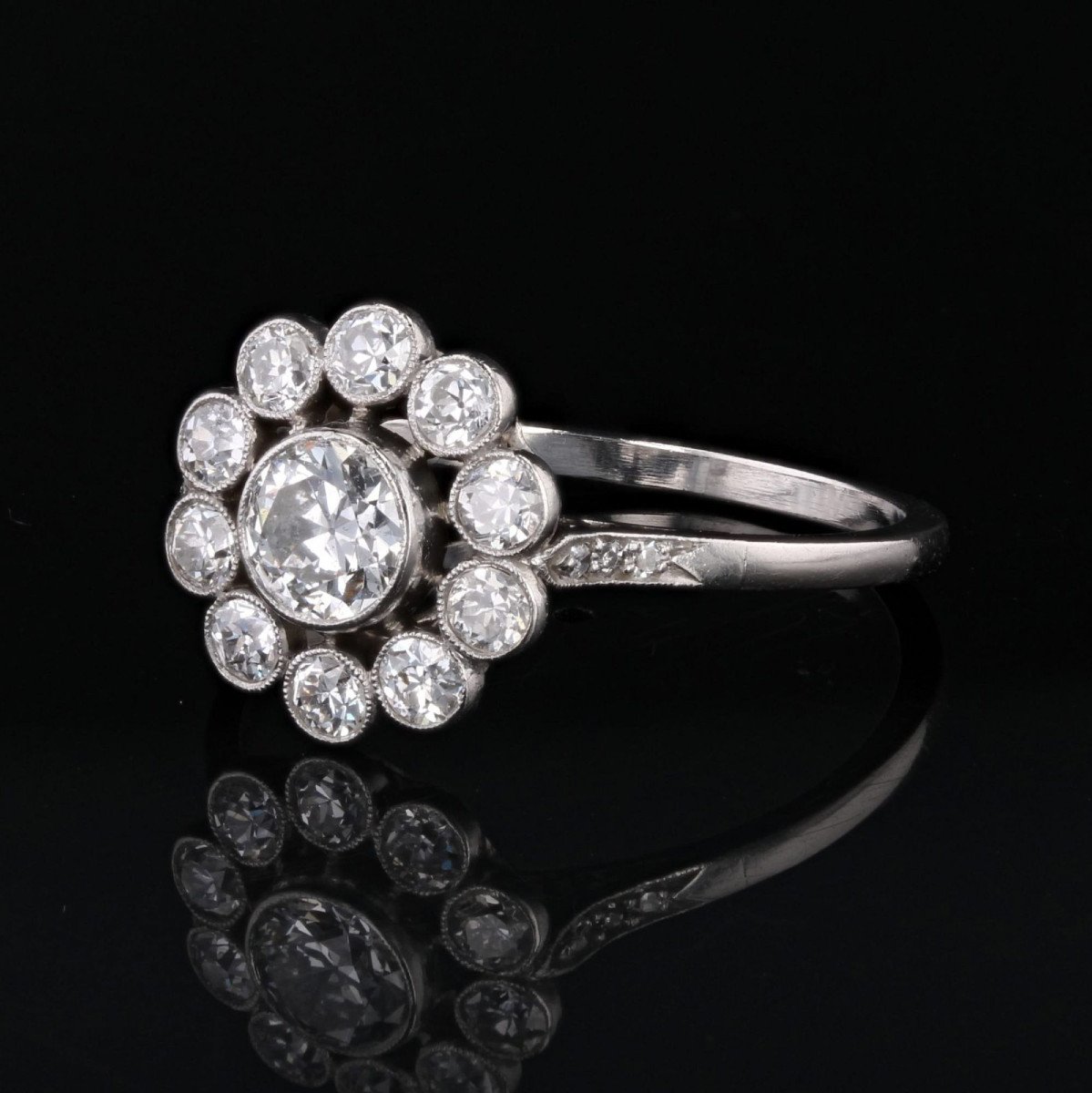 Old Diamond Flower Ring-photo-2