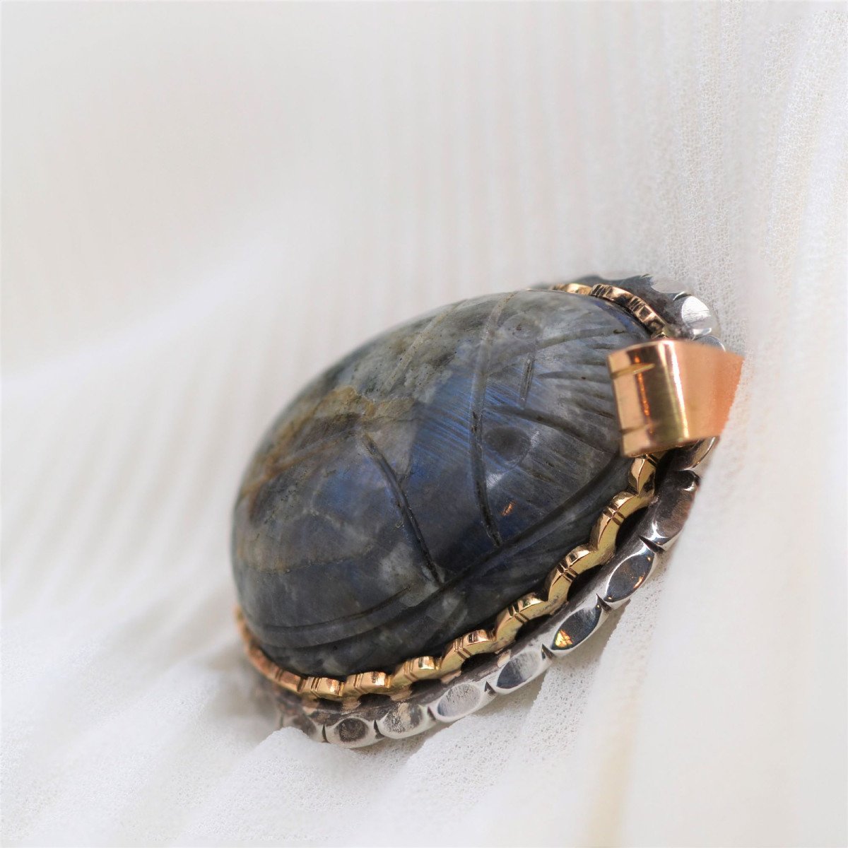 Pendentif Or Argent Scarabée Labradorite-photo-4